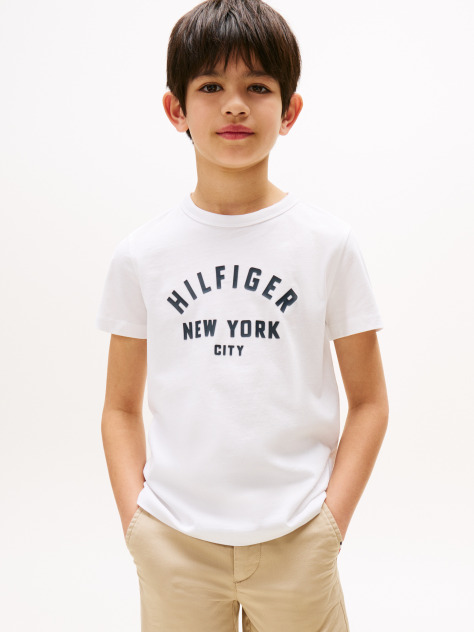 White Curved Graphic T-Shirt  Boys