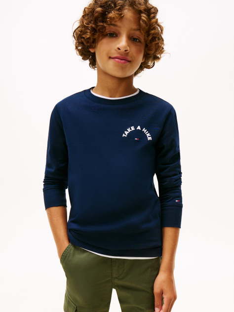 Blue Take A Hike Print Long Sleeve Tee  Boys