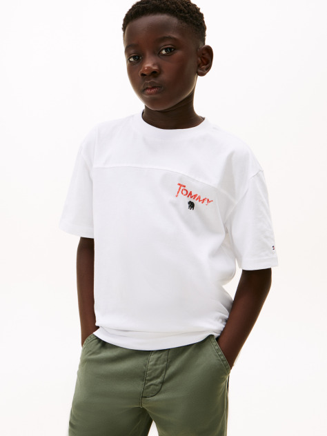 White Seasonal Texture Print Short Sleeve Tee  Boys