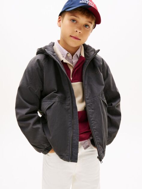 Black Lightweight Padded Hooded Jacket  Boys