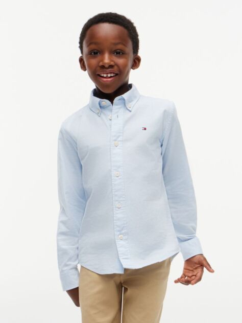 Blue Stretch Cotton Poplin Shirt  Boys