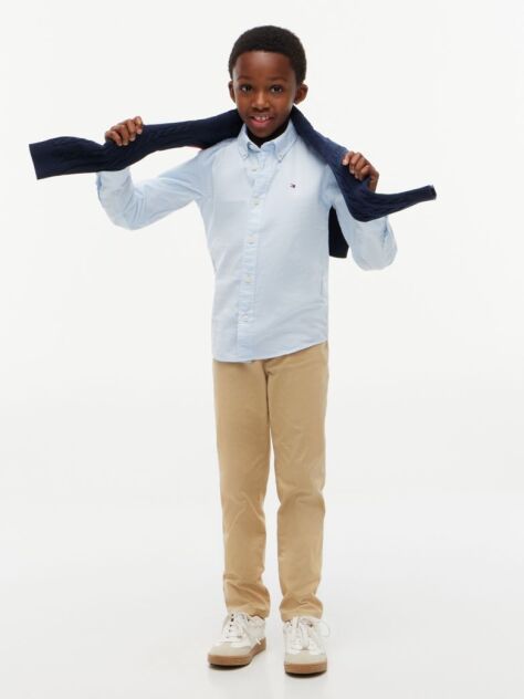 Blue Stretch Cotton Poplin Shirt  Boys