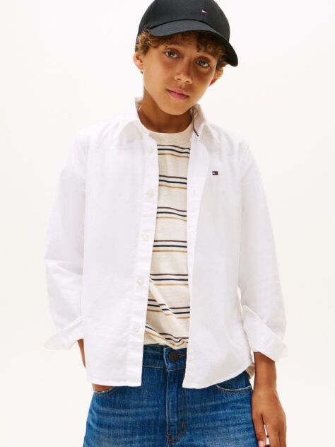 Alb Camasa Din Poplin De Bumbac Elastic  Baieti