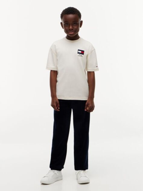 Bej T-Shirt Cu Guler Rotund Si Logo  Baieti