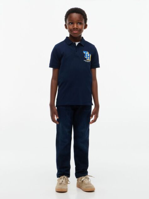 Blue Regular Fit Logo Pique Polo Shirt  Boys