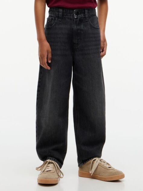 Black Relaxed Faded Barrel Black Jeans  Boys