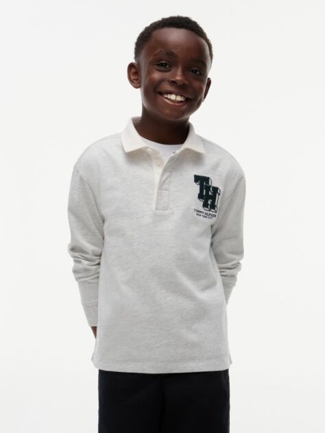 Grey Varsity Logo Embroidery Jersey Rugby Shirt  Boys