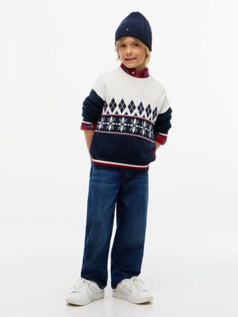 Multi Pulover Varsity Fair Isle Cu Logo  Baieti