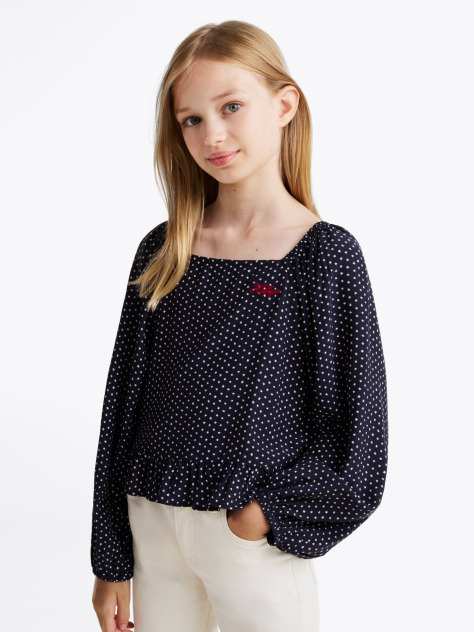 Blue Bluza Cu Spatele Incretit Cu Imprimeu Cu Stele  Fete