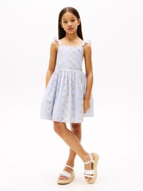 Multi Stripe Broderie Anglaise Sleeveless Dress  Girls
