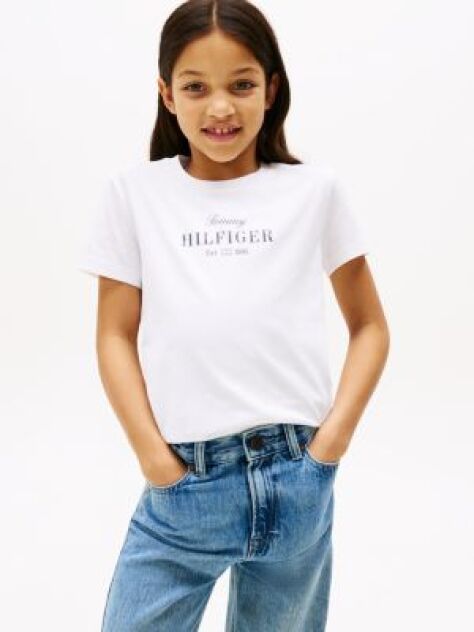 Alb Tricou Cu Guler Rotund Si Logo Sclipitor  Fete