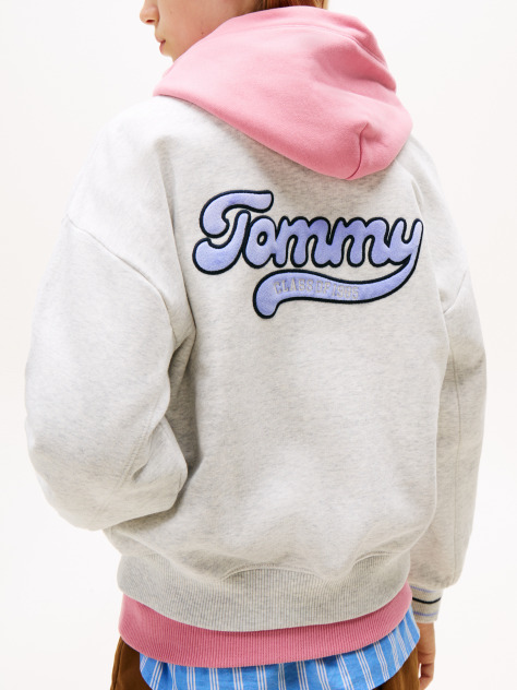 Gri Jacheta Bomber Oversized Cu Logo Varsity Pe Spate  Fete