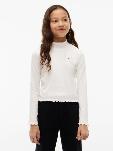 Alb Bluza Extra Slim Cu Guler Tip Mock Neck  Fete