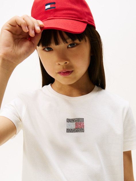 Bej Tricou Din Jersey Cu Emblema Diamanté Flag  Fete
