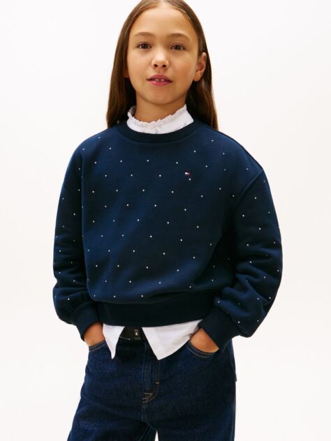 Blue Festive Hanorac Fleece Cu Croiala Relaxed  Fete