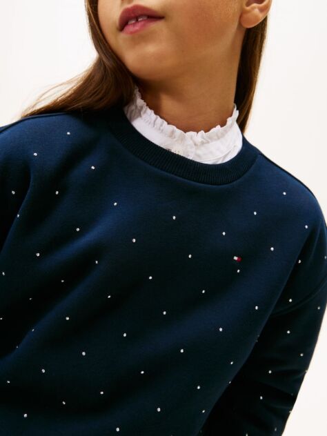 Blue Festive Hanorac Fleece Cu Croiala Relaxed  Fete