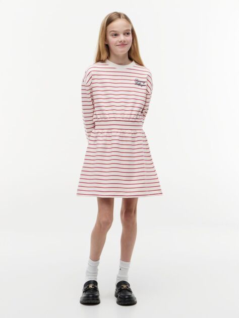 Multi Rochie Tip Hanorac Cu Croiala Lejera Si Dungi  Fete