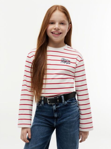 Multi Tricou Cu Maneca Lunga Croiala Lejera Si Rope Logo  Fete