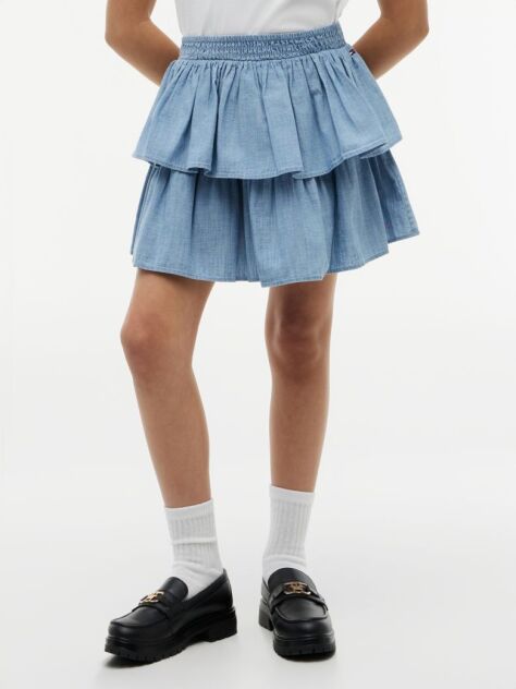 Denim Fusta Cu Volane Chambray  Fete