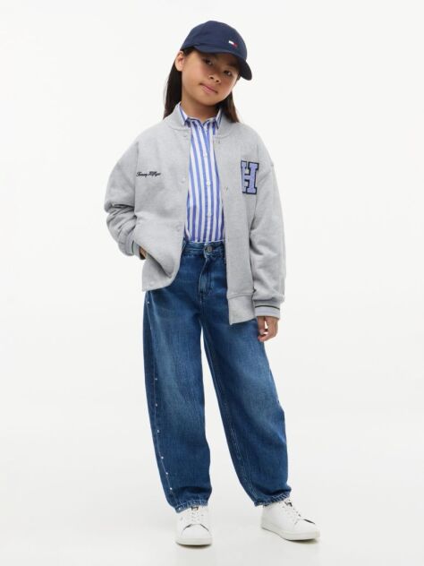 Blue Stud Barrel Leg Jeans  Girls