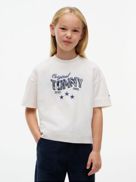 Alb T-Shirt Cu Logo In Forma De Stea  Fete