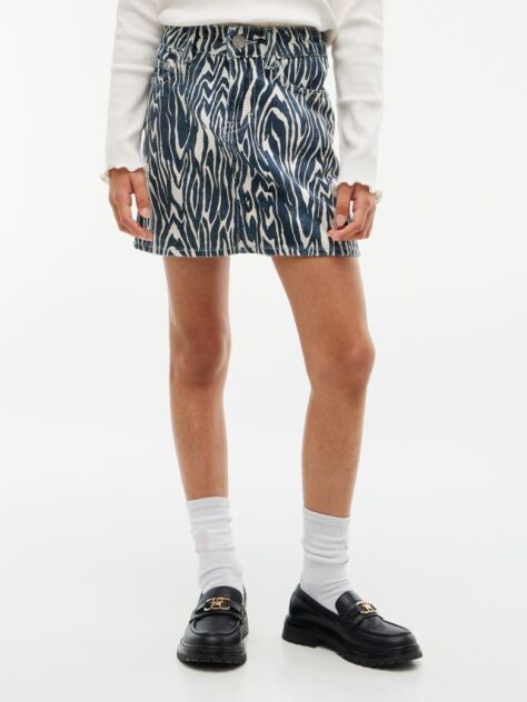 Multi Denim Printed Skirt  Girls