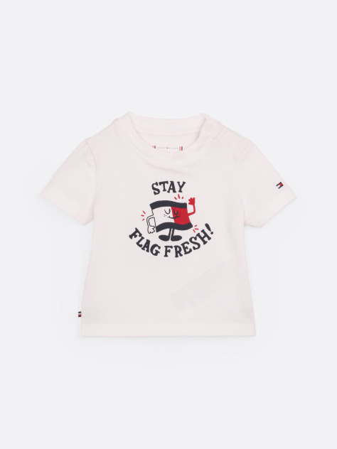 Alb Tricou Cu Guler Rotund Si Logo  Nou nascuti