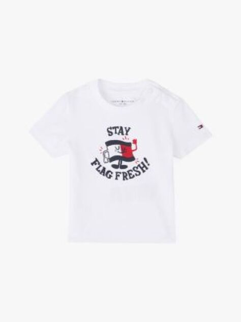 Alb Tricou Cu Guler Rotund Si Imprimeu Grafic  Nou nascuti