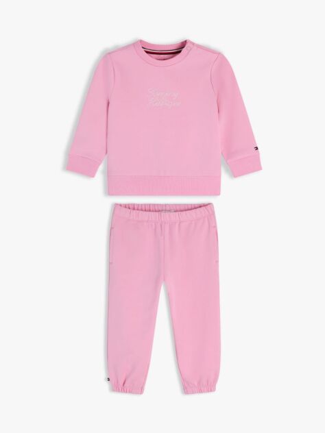 Roz Set Din Hanorac Cu Logo Si Pantaloni Joggers   Nou nascuti