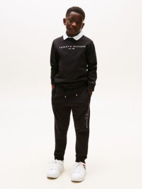 Black Essential Organic Cotton Logo Joggers  Kids Unisex