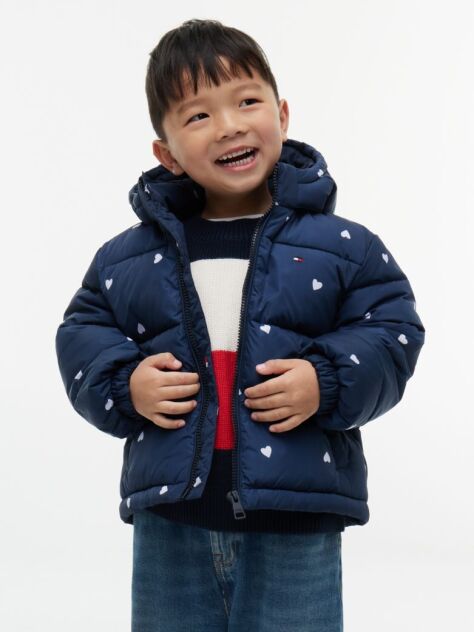 Blue Jacket Geaca Puffer Ripstop Cu Gluga Si Blocuri De Culori  Copii unisex