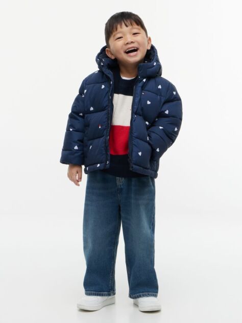 Blue Jacket Geaca Puffer Ripstop Cu Gluga Si Blocuri De Culori  Copii unisex