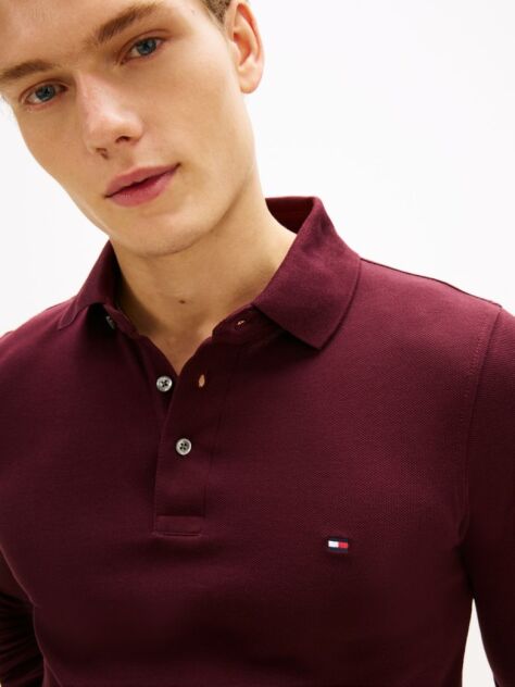 Rosu Tricou Polo Cu Maneca Lunga 1985 Collection Slim Fit  Barbati