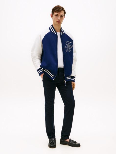 Blue Chinos Din Bumbac Stretch   Barbati