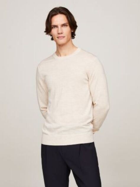 Bej Pulover Smart Casual Din Lana Merino Fina  Barbati