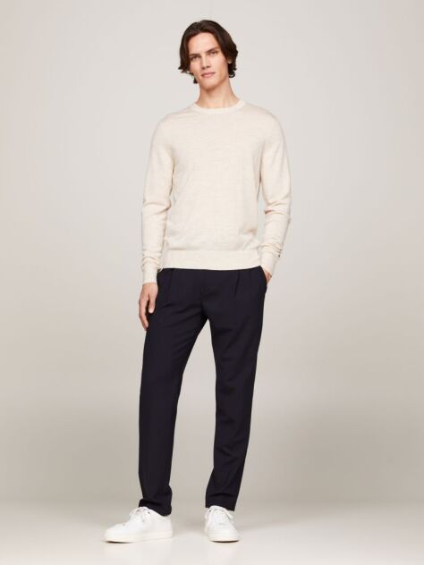 Bej Pulover Smart Casual Din Lana Merino Fina  Barbati