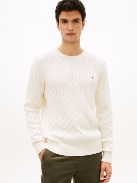 Bej Jumper Cu Guler Rotund Din Tricot  Barbati
