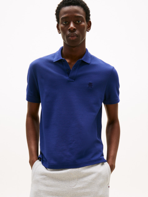 Blue Tricou Polo Cu Monograma Th  Barbati
