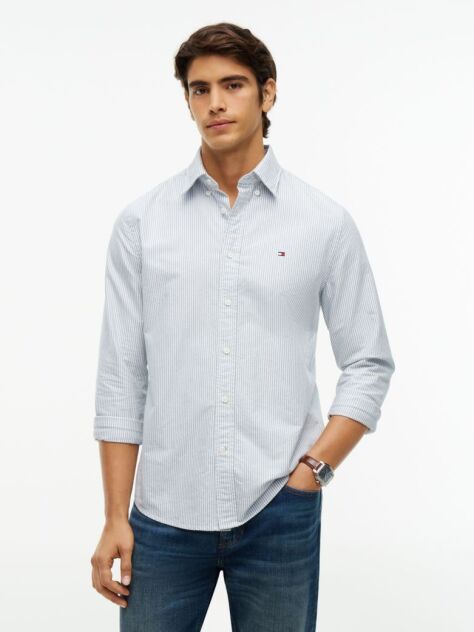 Blue Camasa Oxford Regular Fit Cu Dungi  Barbati