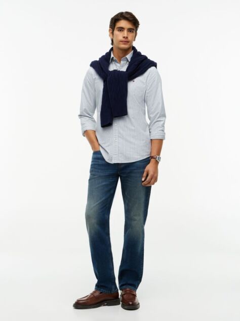 Blue Camasa Oxford Regular Fit Cu Dungi  Barbati