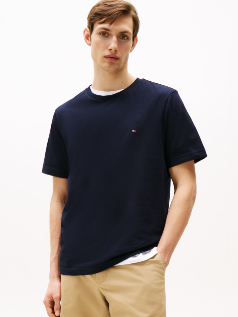 Blue Tricou Cu Broderie Steag  Barbati