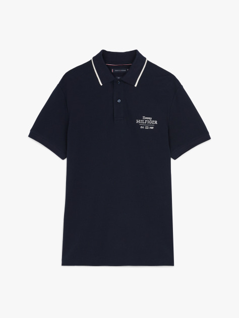 Blue Tricou Polo Cu Broderie Logo  Barbati