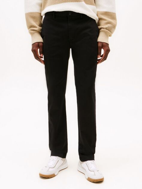 Negru Pantaloni Chino Drepti Denton Din Bumbac Elastic  Barbati