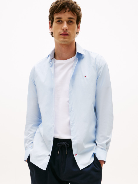 Blue Camasa Flex Slim Fit Din Poplin   Barbati