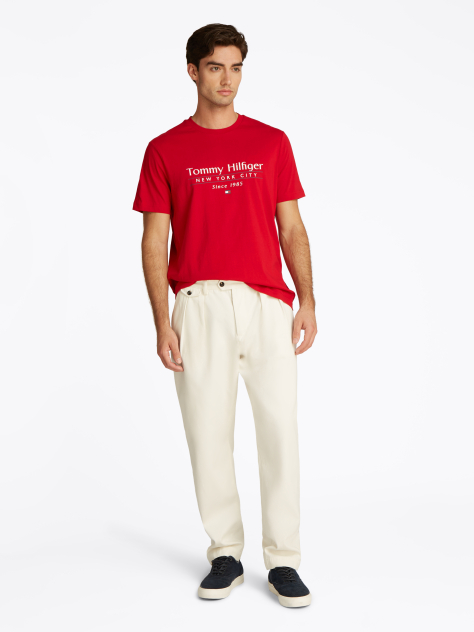 Rosu Tricou Cu Guler Rotund Si Logo  Barbati