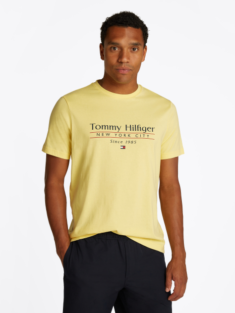 Galben Tricou Cu Guler Rotund Si Logo  Barbati