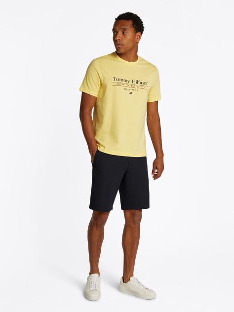 Galben Tricou Cu Guler Rotund Si Logo  Barbati