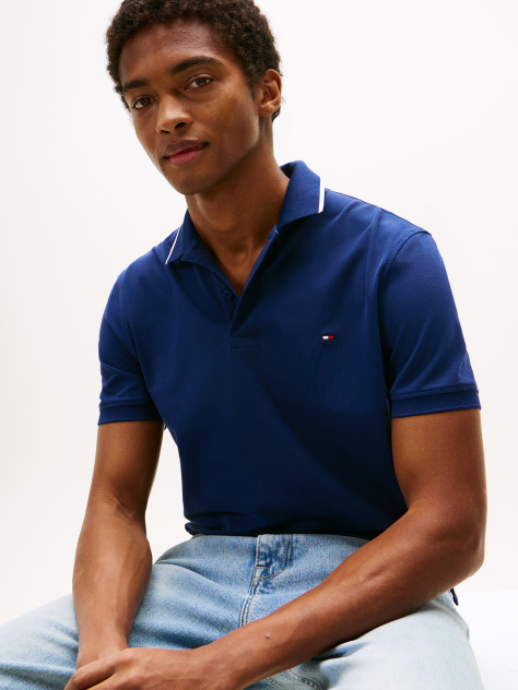 Blue Tricou Polo Regular Performance Tipped  Barbati