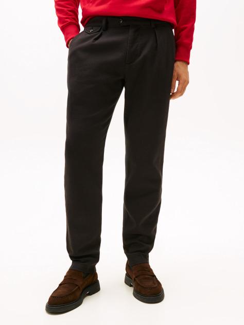 Negru Pantaloni Twill Harlem Cu Pliseuri  Barbati