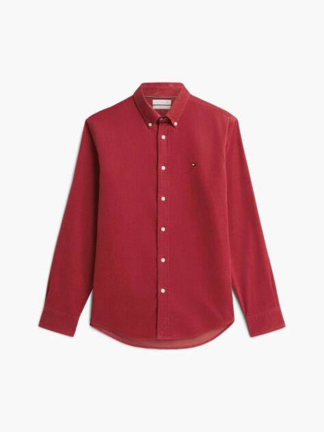 Rosu Camasa Regular Corduroy Cu Broderie Flag  Barbati